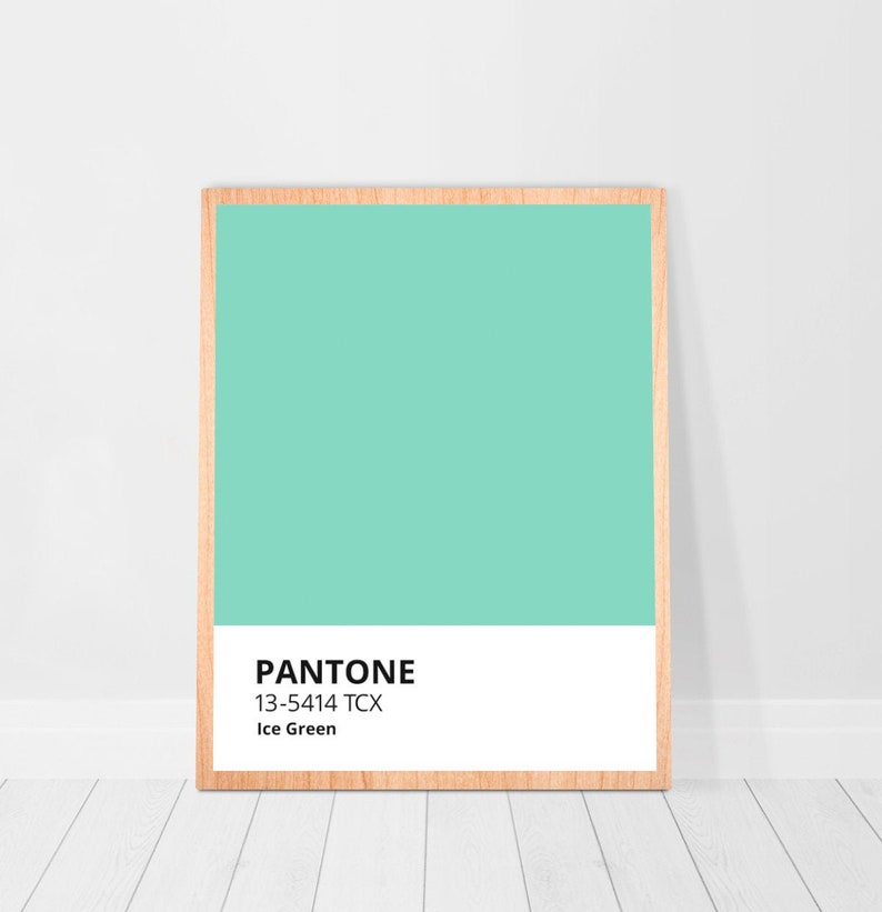 Pantone Color Mint Green Wall Art Digital Teal Poster Contemporary Print Minimalistic Large