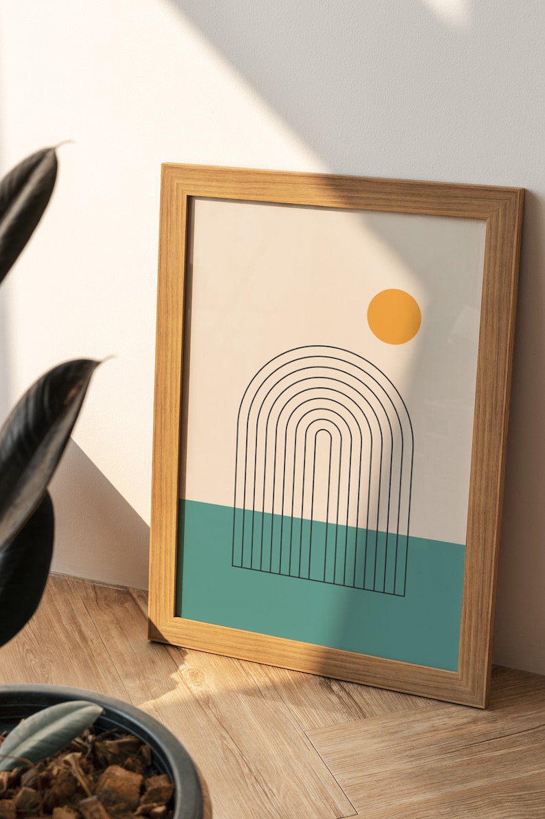 Teal Abstract Art Wall Geometric Art Prints Dorm Decor Color Block ...