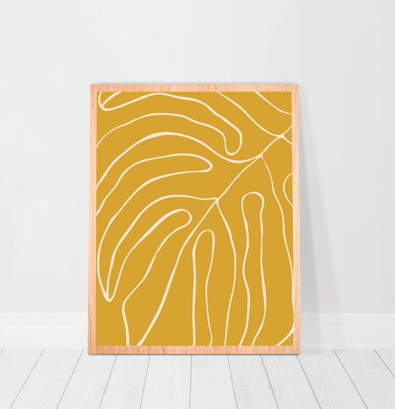 Mustard Yellow Wall Art Monstera Print Decor digital downloads Etsy