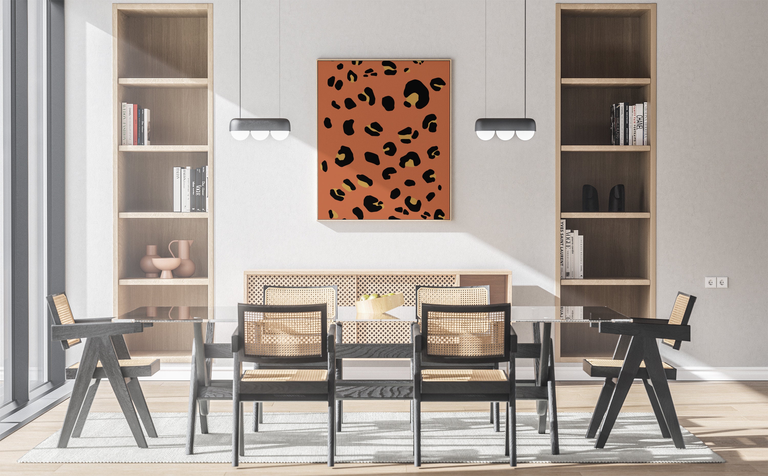 Leopard Herbst Dekor Wand Kunstdruck Poster Boho orange Dekor | Etsy