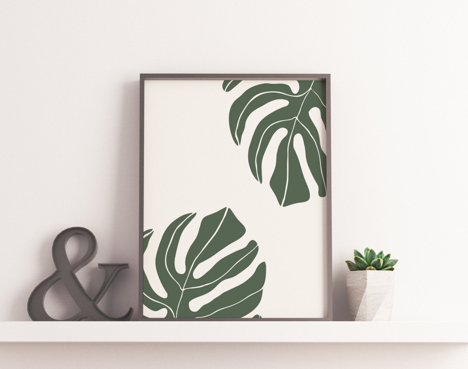 Sage Green Monstera Leaves Leaf Wall Art Print Poster Boho Etsy UK