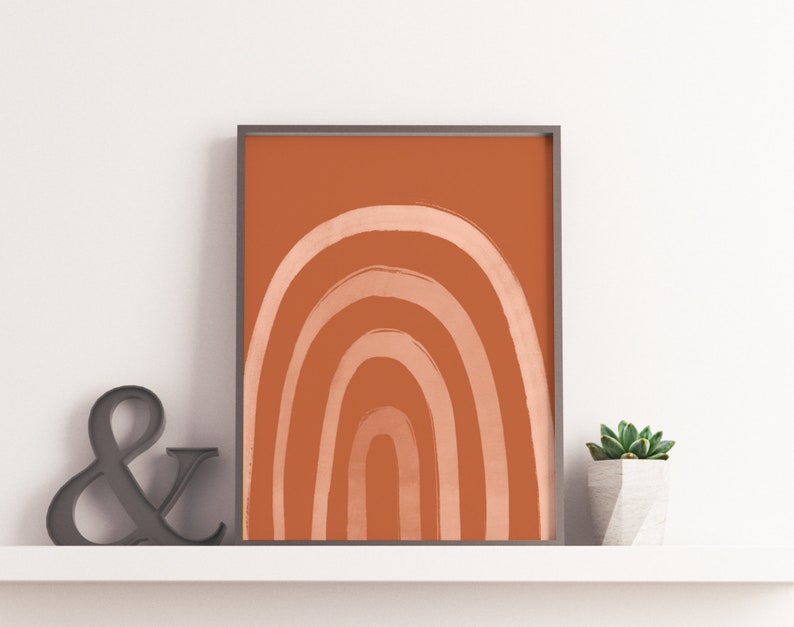 Dorm decor Print Wabi Sabi Printable art earthy wall art digital file Abstract Boho Rainbow Geometric Arch Mid Century Warm Tones Terracotta image 4