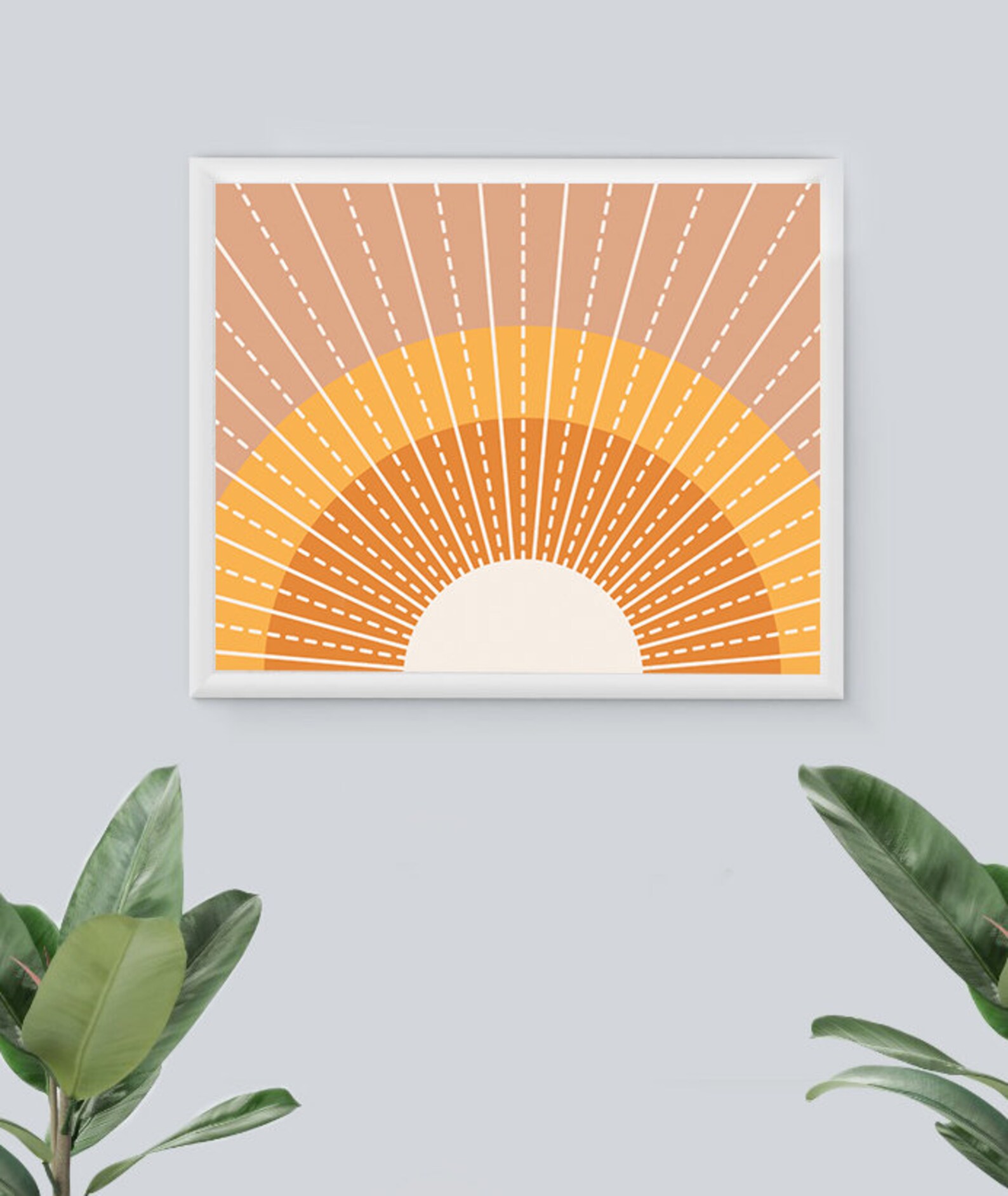 Boho Sun Print Retro Sunset Poster earth tone Wall art Decor | Etsy