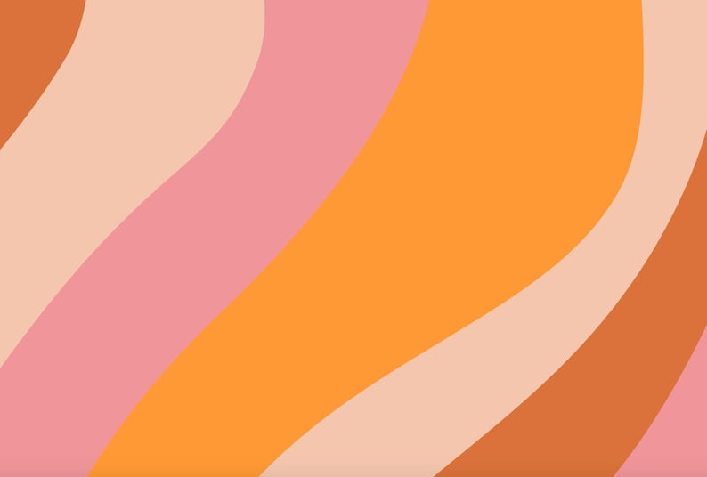May include: Abstract background with wavy lines in shades of orange, pink, and brown.