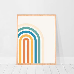 Retro print set of 6 piece wall art 70s art prints poster sun rainbow Gallery Wall Bundle girl room wall decor 70s flower print 70s wall art