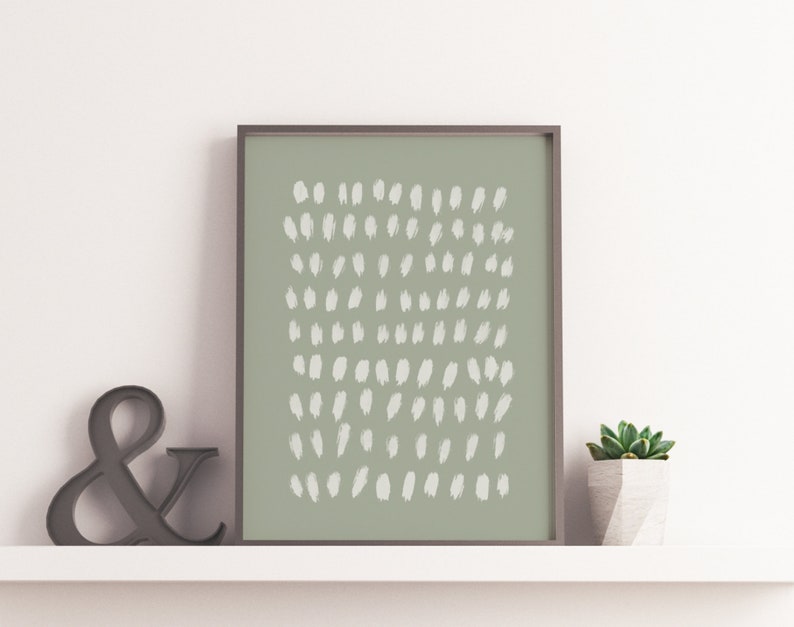 Abstract Sage Green Wall Art Shapes Print College Dorm decor Boho Wall Decor Dusty Sage Green Poster Abstract Drawing Mid century Modern image 6