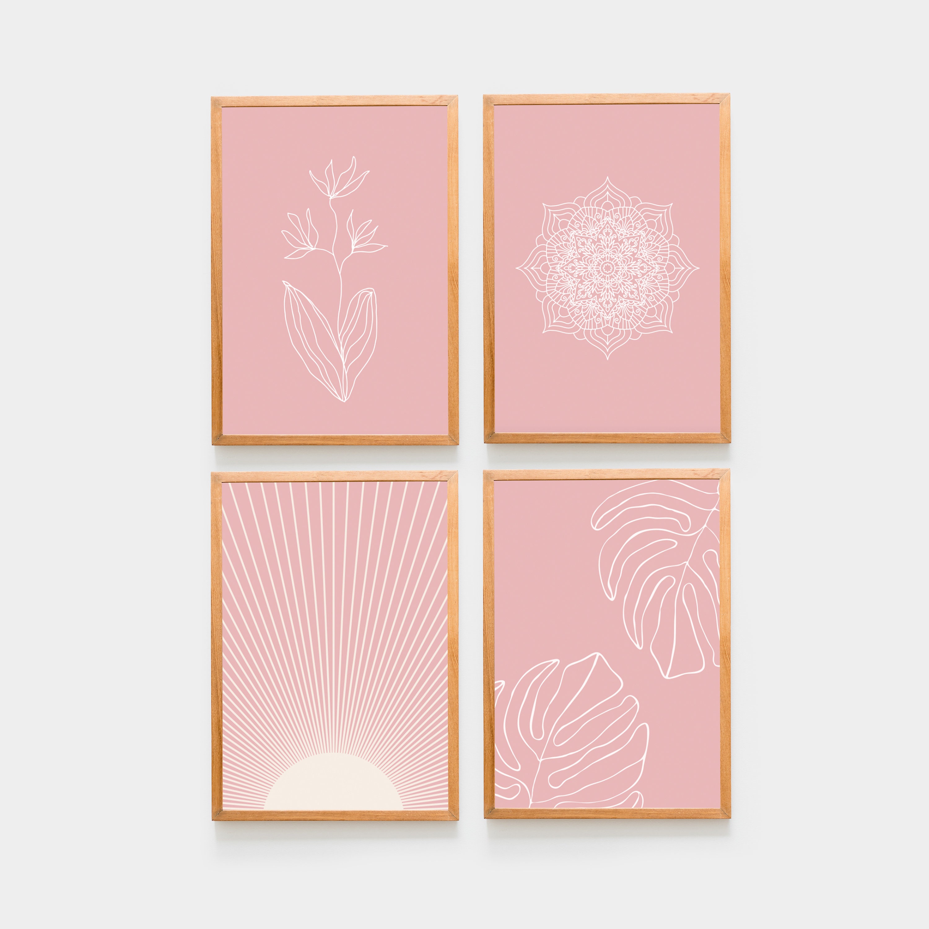 Blush Pink Art Set of 4 Print Wall Art Gallery Wall Set Sun Etsy