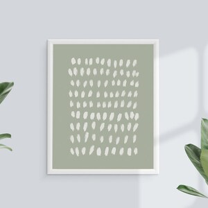 Abstract Sage Green Wall Art Shapes Print College Dorm decor Boho Wall Decor Dusty Sage Green Poster Abstract Drawing Mid century Modern image 9