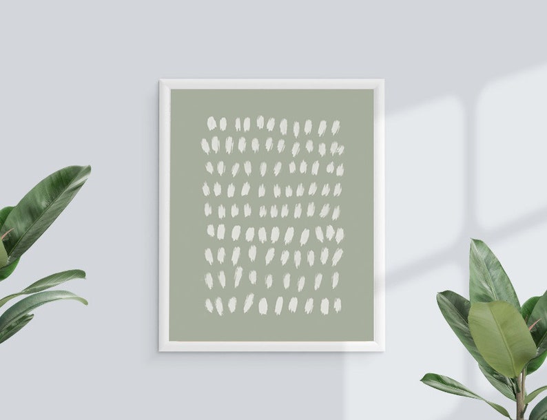 Abstract Sage Green Wall Art Shapes Print College Dorm decor Boho Wall Decor Dusty Sage Green Poster Abstract Drawing Mid century Modern image 9