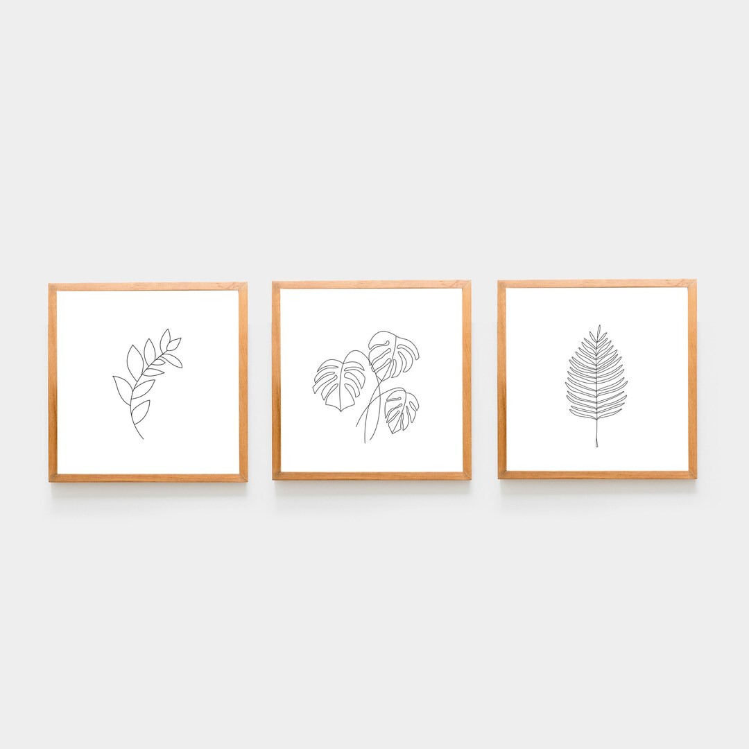 Square Botanical Print Set of 3 Minimalist Decor Farmhouse Wall Art ...