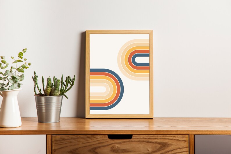 1970s Retro Rainbow Print 70s Decor Wall Art Boho Poster