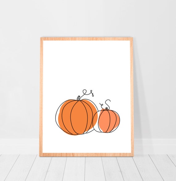 Preppy room decor Pink Coquette Thanksgiving 2025 decor Pumpkin Poster Print fall wall art Decor line drawing Boho Abstract Pumpkin Wall Art