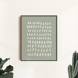 Abstract Sage Green Wall Art Shapes Print College Dorm decor Boho Wall Decor Dusty Sage Green Poster Abstract Drawing Mid century Modern image 4