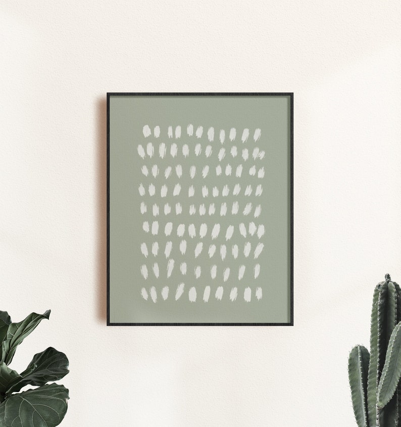 Abstract Sage Green Wall Art Shapes Print College Dorm decor Boho Wall Decor Dusty Sage Green Poster Abstract Drawing Mid century Modern image 4