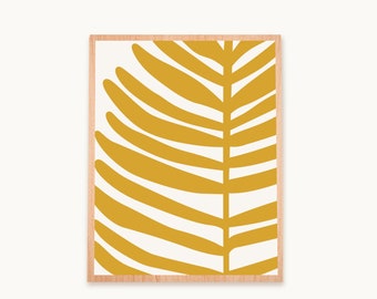 Dekoracja akademika Minimalistyczny wydruk Plakat botaniczny Musztardowo-żółty Wystrój ścienny Liść Sztuka Boho Wydruk ścienny Wystrój nad łóżkiem Dekoracja w stylu mid-century modern