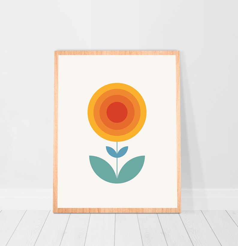 Retro Wall Decor Set of 3 Retro Prints 70s Wall Art Orange Etsy UK
