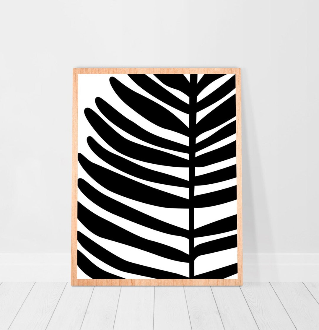 Abstract Art Print Palm Leaf Wall Art Dorm Decor Edgy Black White Art ...