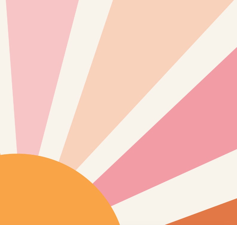 Boho Sun Print Retro Wall Art Abstract Sunrise Nursery Prints Etsy