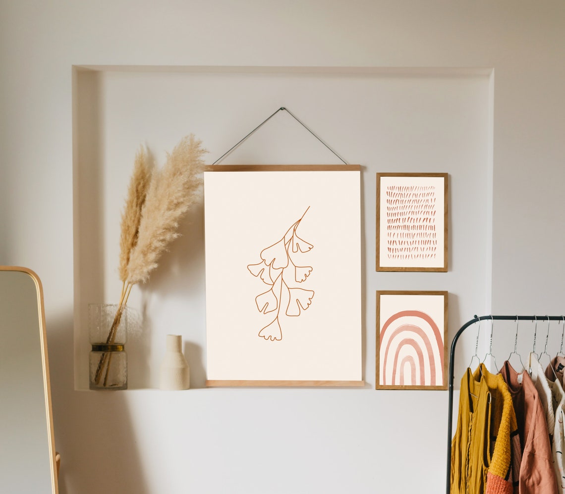 Gallery wall Set of 3 piece wall art japandi decor Boho wall Etsy