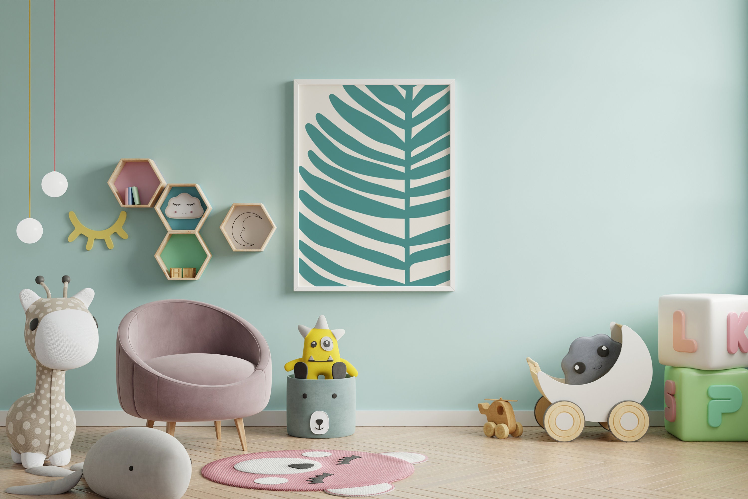 Teal abstract art color block Green Wall Print Poster Decor Etsy