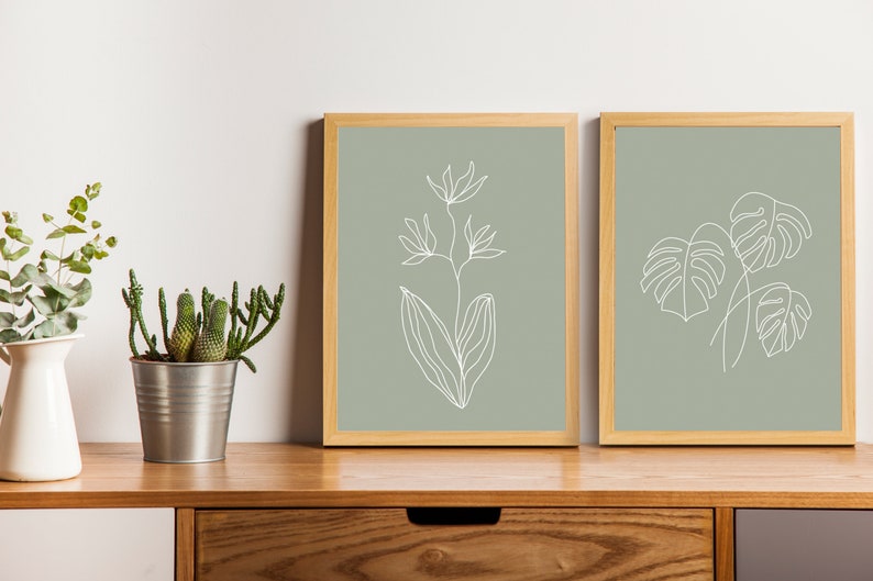 Sage Green Print Set of 2 Wall Art Set of Two Prints Gallery Etsy