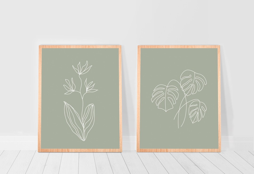 Sage Green Print Set of 2 Wall Art Set of Two Prints Gallery Wall Set ...