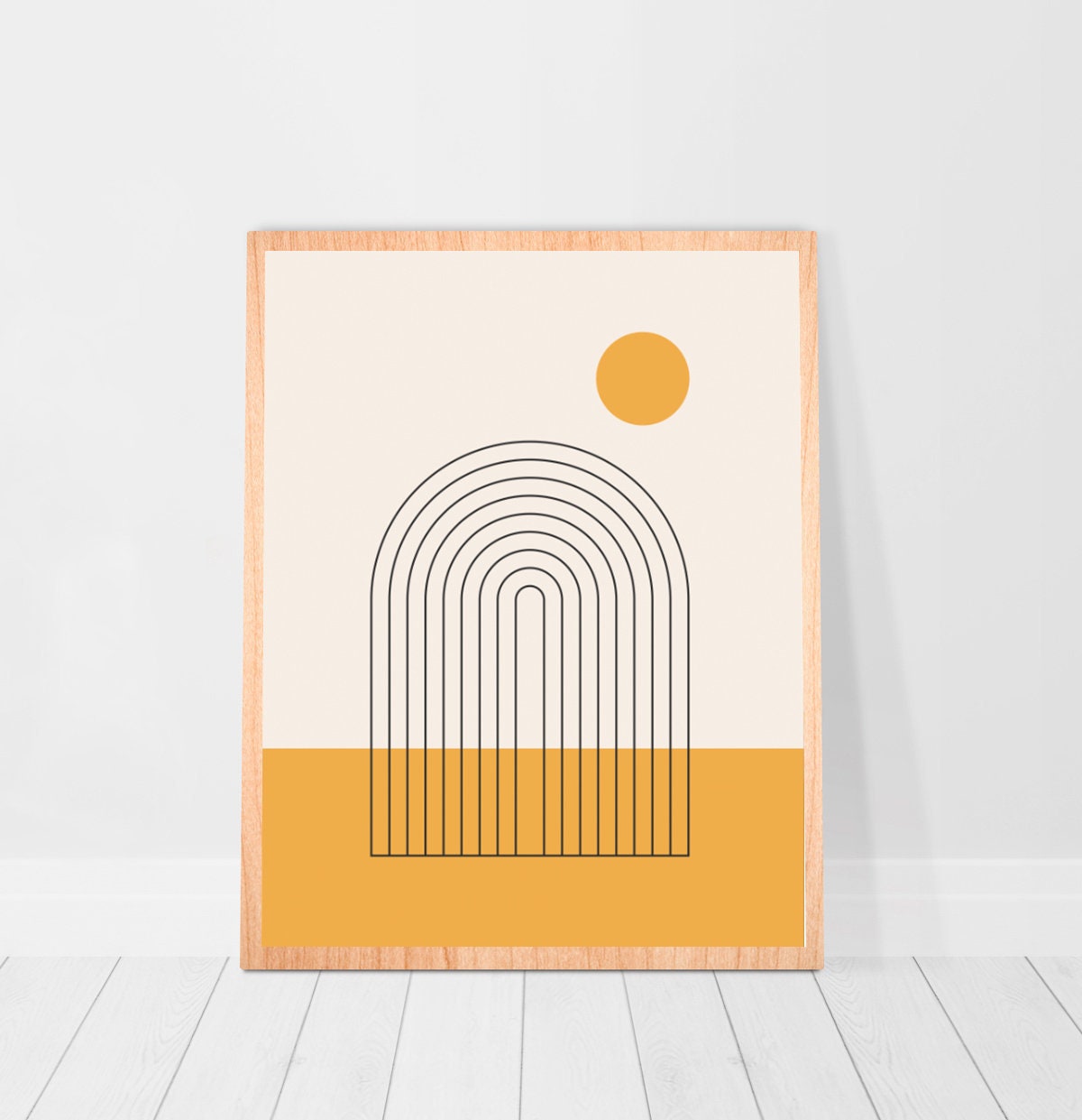 Retro Rainbow Print Rainbow Arch Wall Art Yellow Sun Print Etsy