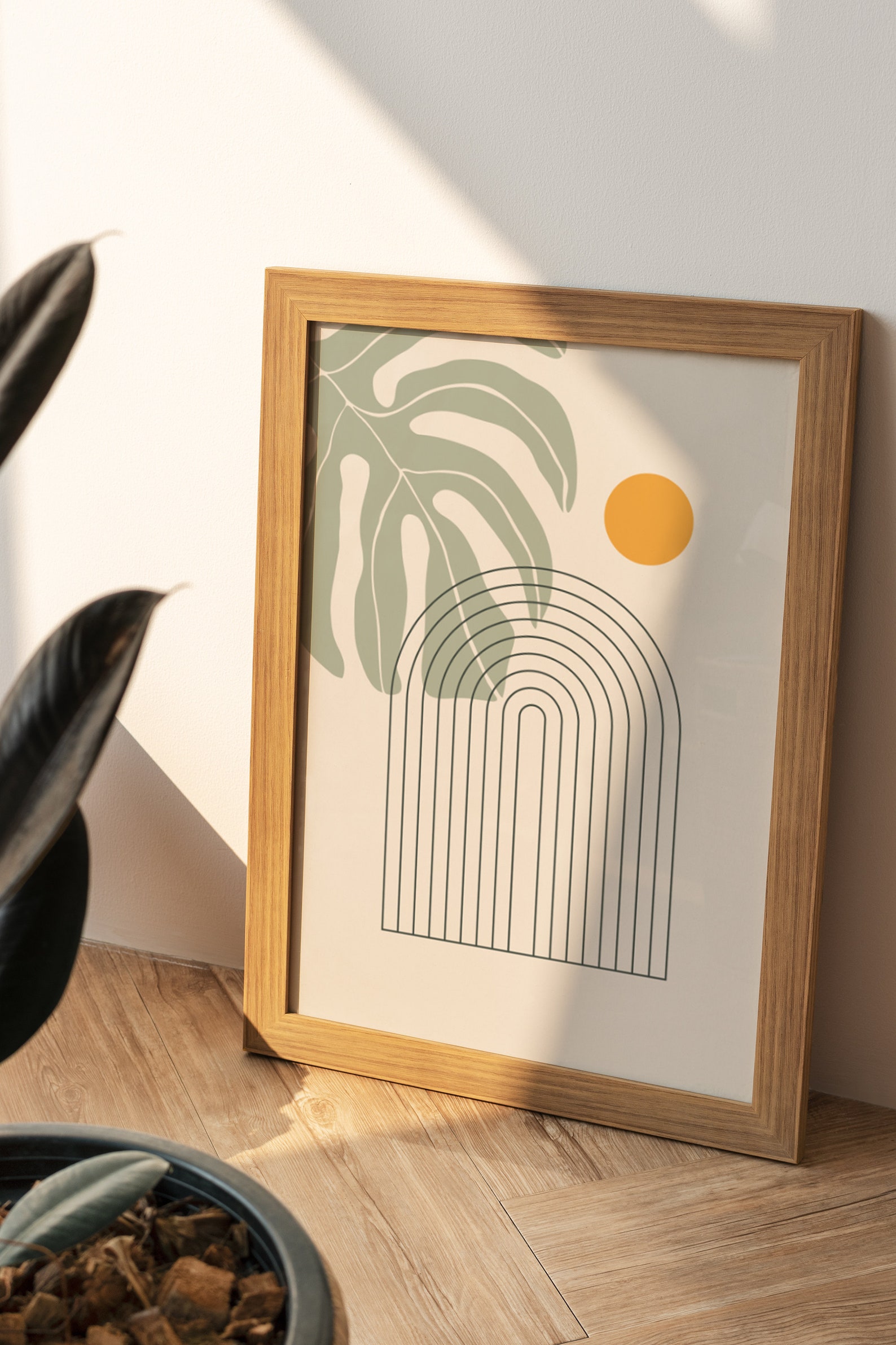 Sage Green Mustard Yellow Decor Wall Art Monstera Print Etsy