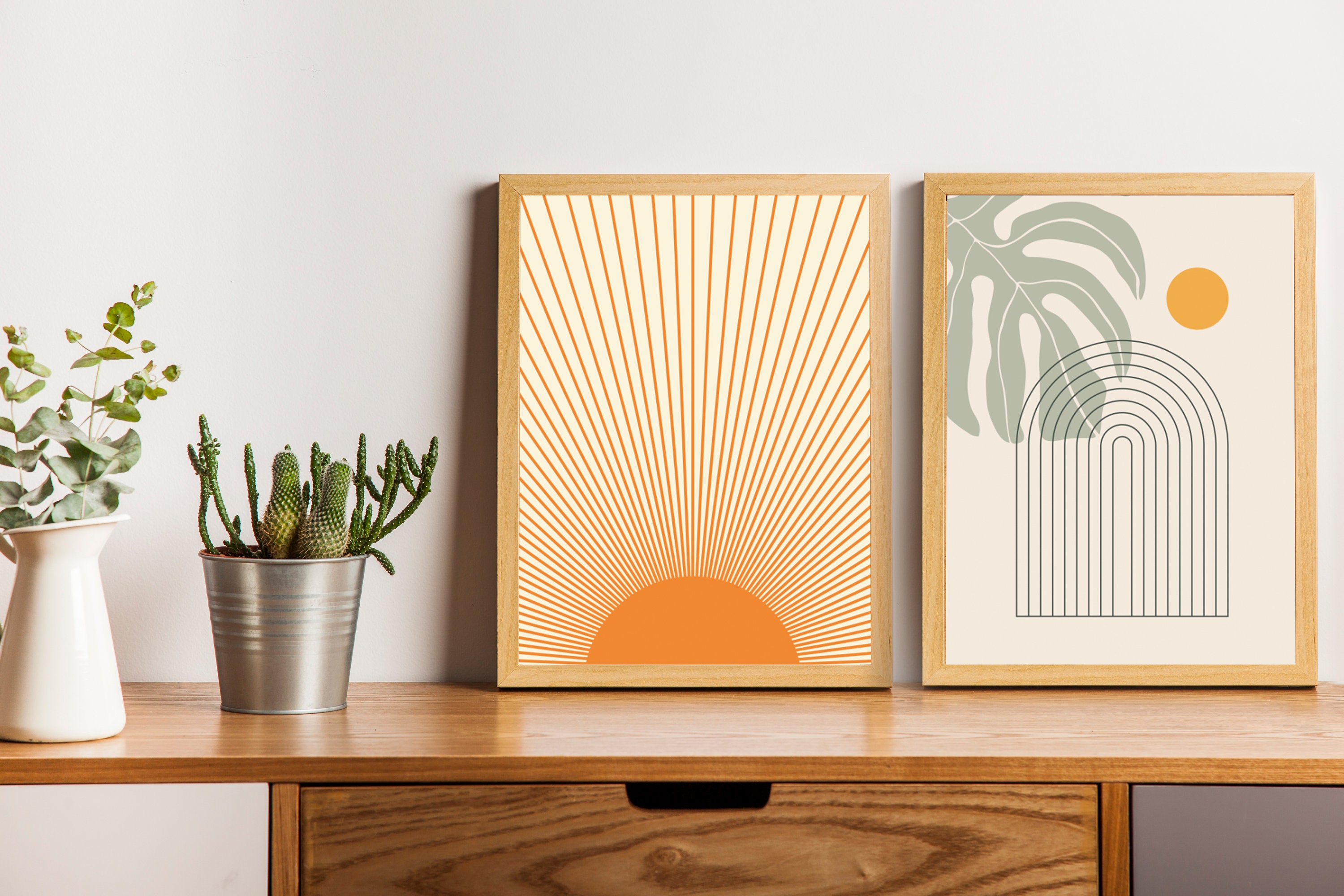 Art for living room Gallery Wall Set of 2 piece wall art sun | Etsy