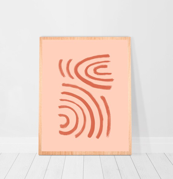 Boho Art Print Peachy Wall Decor Bedroom Abstract Wall Art Etsy