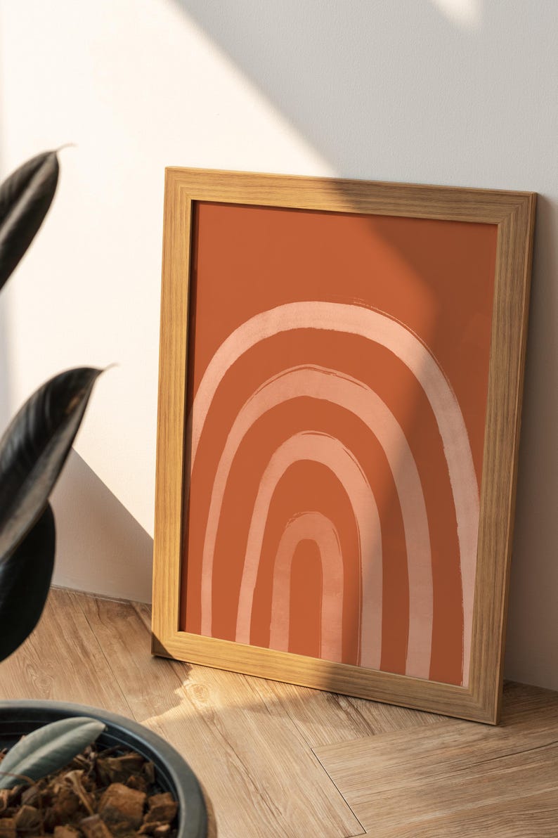 Dorm decor Print Wabi Sabi Printable art earthy wall art digital file Abstract Boho Rainbow Geometric Arch Mid Century Warm Tones Terracotta image 2