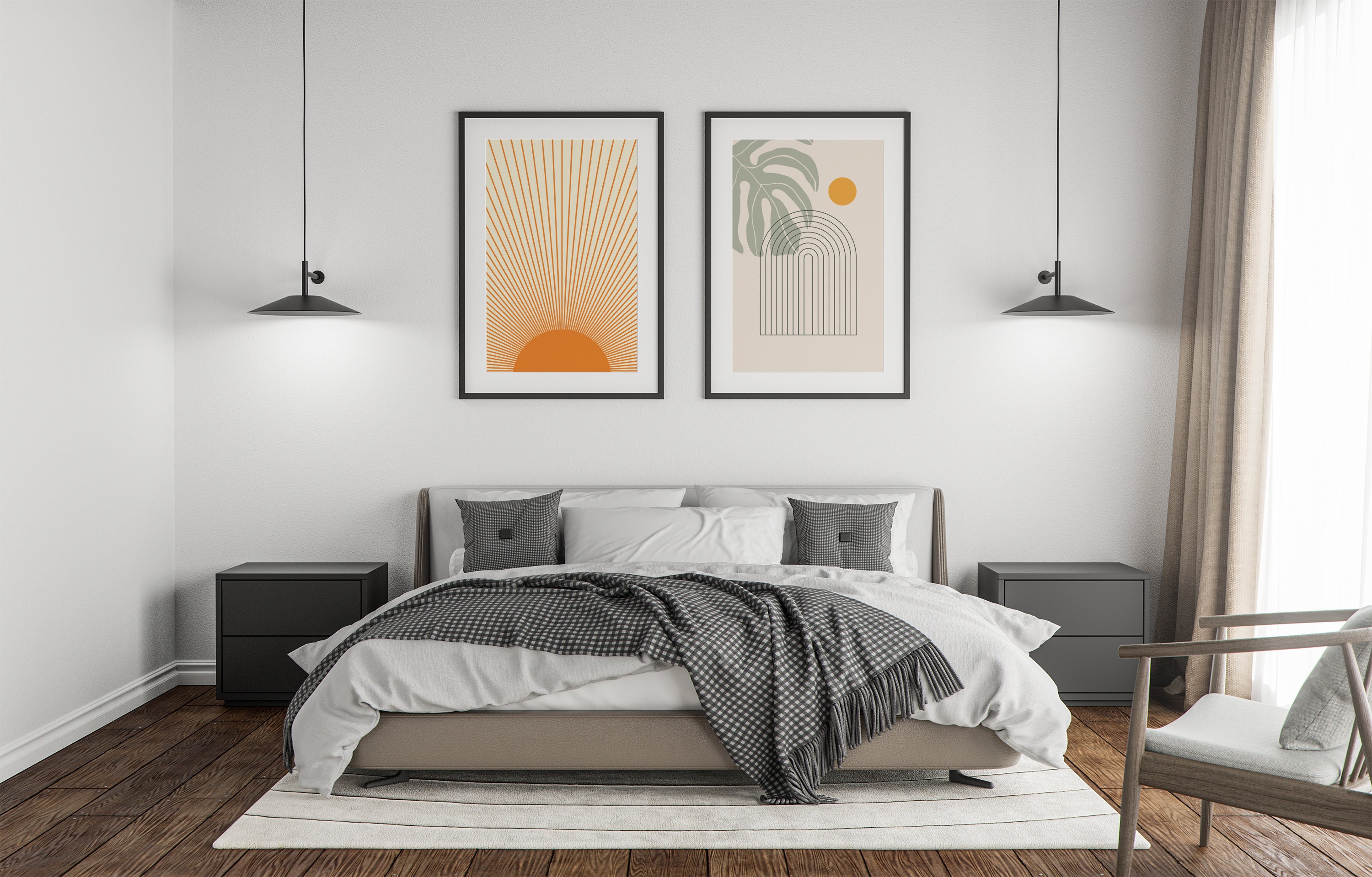 Art for living room Gallery Wall Set of 2 piece wall art sun | Etsy