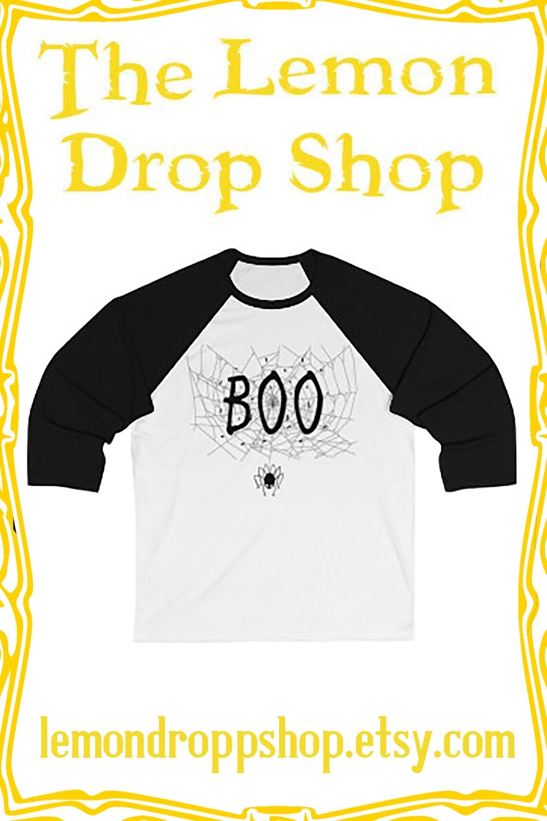 Halloween Tee Boo Spider Web Raglan Baseball Tshirt Mens image 0