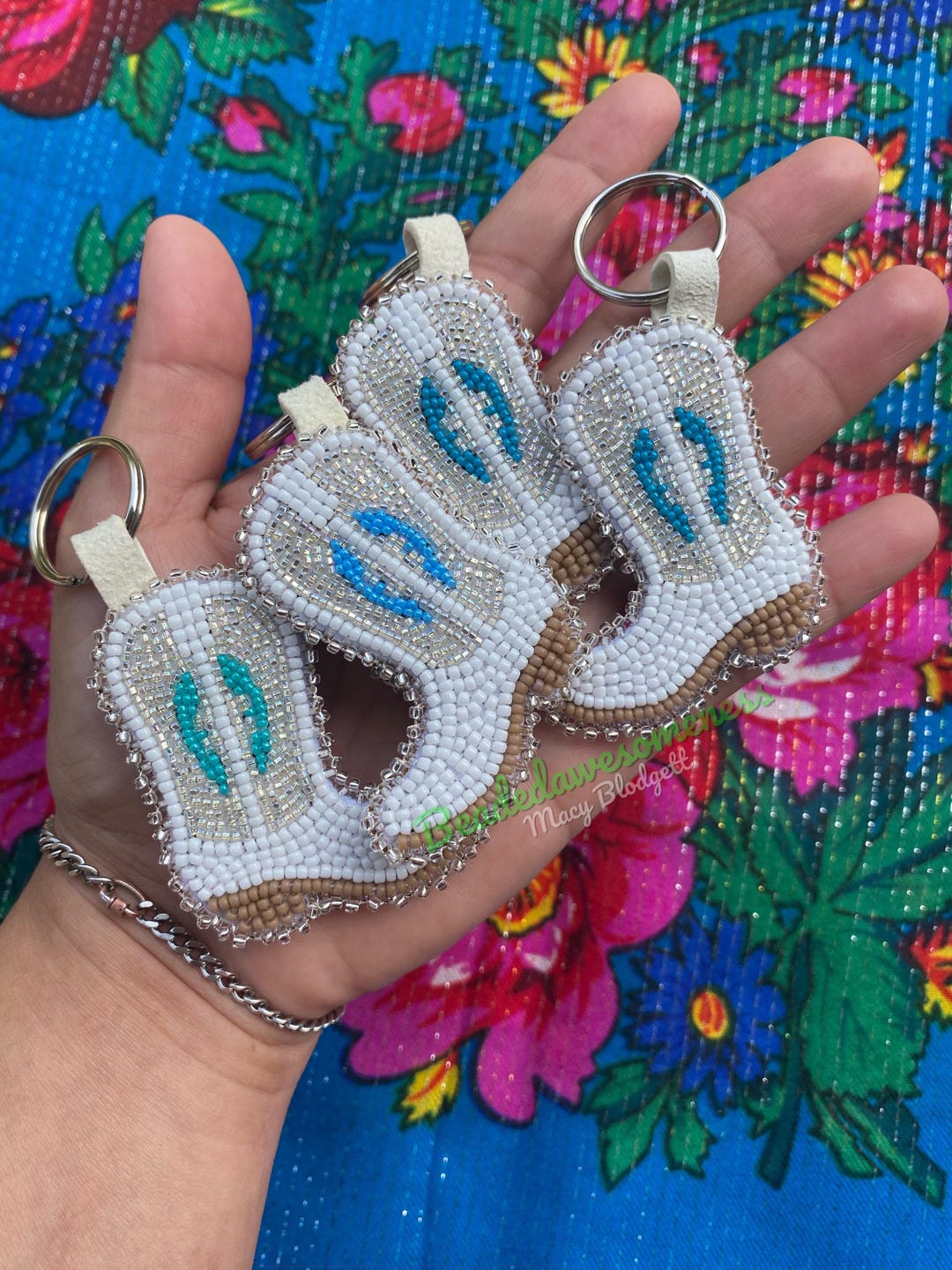 Native Beaded Cowboy Boot Keychains - Etsy