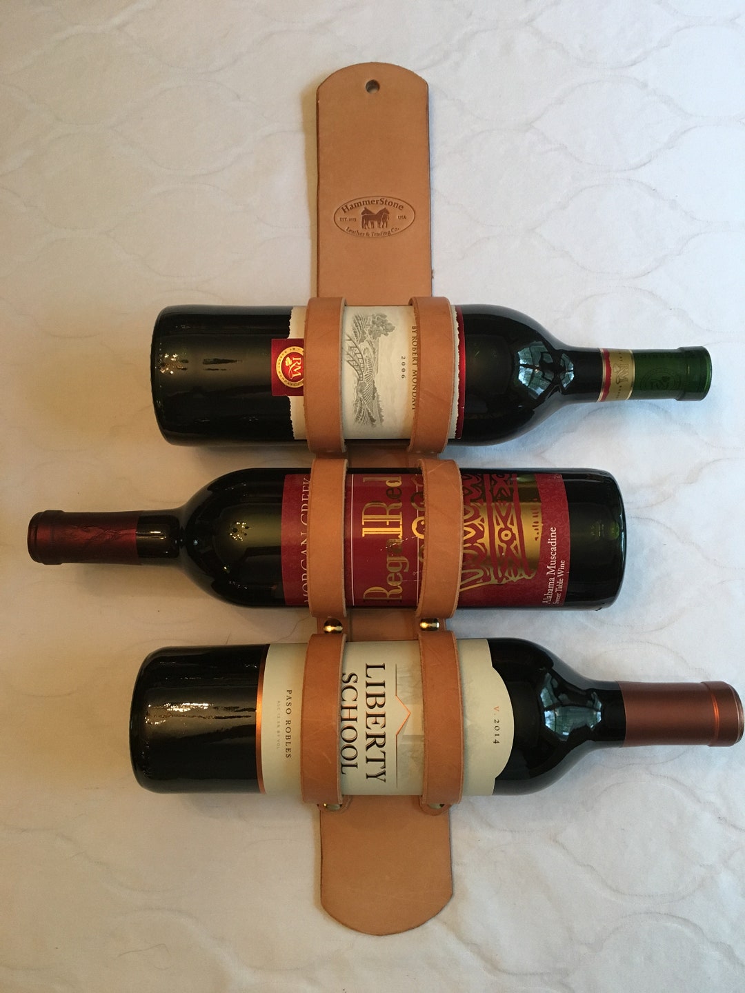 Wall Mounted Leather Wine Rack Etsy