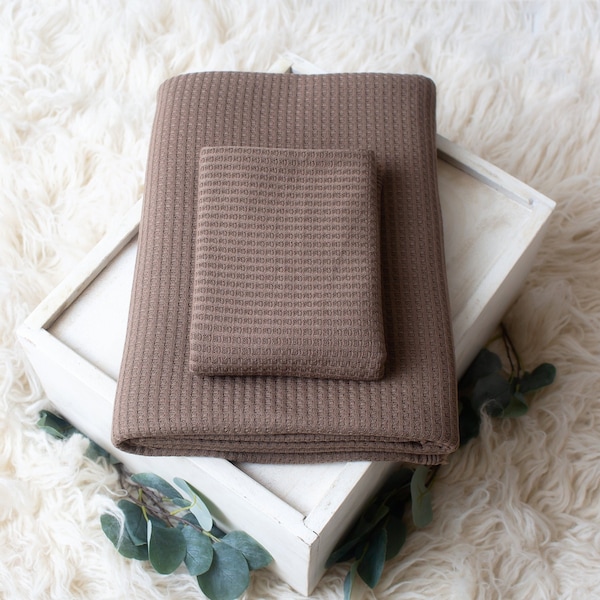 Wren Collection | Bark Fabric Backdrop | Brown Newborn Posing Fabric | Beanbag Backdrop Prop | Texture Knit Stretchy Fabric | Photo Prop