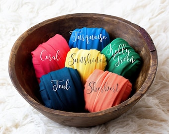 Summer Collection | Soft Tone Newborn Jersey Stretch Knit Wraps | Baby Wrap | Photo Prop | Buttery Soft 4-Way Stretch | Vibrant Wraps | RTS