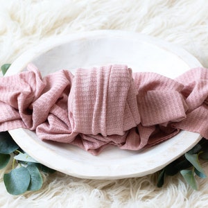 RTS Dusty Rose Newborn Textured Knit Wrap | Muted Pink Baby Stretchy Wrap | Newborn Wrap Prop | Frayed Textured Wrap Prop | Photo Prop