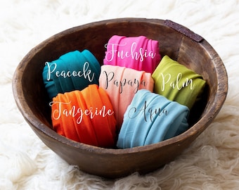 Tropical Collection | Vibrant Tone Newborn Jersey Stretch Knit Wraps | Colorful Baby Wrap | Photo Prop | Buttery Soft 4-Way Stretch | RTS
