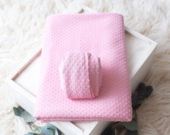 Colección Cora / Fondo de puf rosa bebé / Tela rosa para posar recién nacidos / Fondo para recién nacidos / Tela texturizada para posar / Accesorio de fotografía