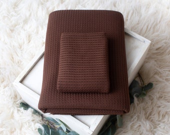 Colección Wren / Telón de fondo de tela de cacao / Tela posante para recién nacidos / Accesorio de fondo de puf / Tejido elástico de punto de textura / Accesorio fotográfico