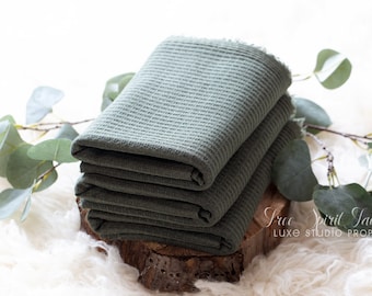 RTS Wren Collection | Cargo Green Newborn Textured Knit Wrap | Baby Stretchy Wraps | Newborn Wrap Prop | Photo Prop | Soft & Stretchy