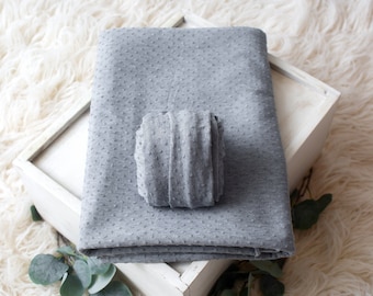 Colección Cora / Telón de fondo de puf gris brezo / Tela gris para posar recién nacidos / Telón de fondo para recién nacidos / Tela para posar texturizada / Accesorio de fotografía
