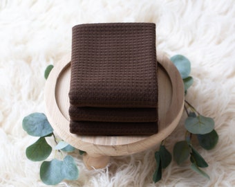 Fular de punto texturizado para recién nacidos marrón RTS / Fular elástico para bebé color cacao / Accesorio para fular marrón para recién nacidos / Accesorio para fular deshilachado / Accesorio para fotos / Suave y elástico