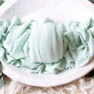 RTS Soft Mint Green Newborn Textured Knit Wrap | Mint Newborn Wrap Prop | Soft Stretchy Baby Wraps | Frayed Wrap Prop | Photography Prop