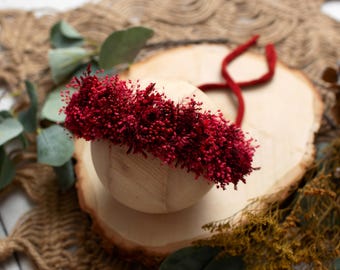 Corona de flores secas orgánicas para recién nacidos / Accesorio fotográfico / Alzapaños florales otoñales / Corona con alzapaños florales de bayas en tonos vino tinto óxido de la cosecha