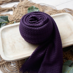 RTS Deep Purple Textured Wrap | Newborn Textured Knit Wrap | Baby Stretchy Wraps | Purple Newborn Wrap Prop | Photo Prop | Soft & Stretchy