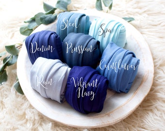 RTS Blue Wrap Collection | Newborn Jersey Knit Wraps | Stretch Knit Wraps | Baby Photo Wrap | Newborn Photo Prop | Soft Stretchy Wraps