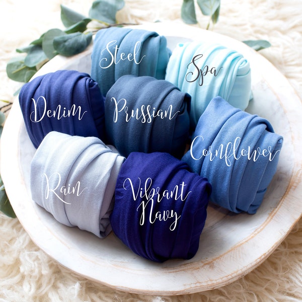 RTS Blue Wrap Collection | Newborn Jersey Knit Wraps | Stretch Knit Wraps | Baby Photo Wrap | Newborn Photo Prop | Soft Stretchy Wraps