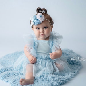 RTS Baby Blue Faux Flokati Fur | Newborn Photography Prop | Blue Fur Basket Bowl Stuffer | Soft Plush Fur Baby Prop Layer | Studio Prop